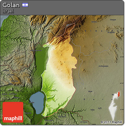 Physical Map of Golan, darken