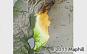 Physical Map of Golan, darken, semi-desaturated