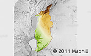 Physical Map of Golan, lighten, desaturated