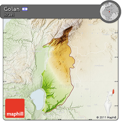 Physical Map of Golan, lighten