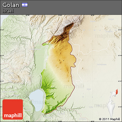 Physical Map of Golan, lighten