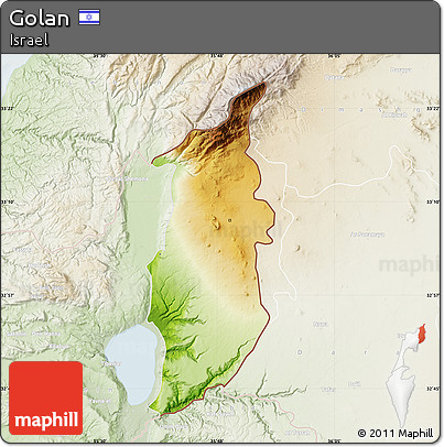 Physical Map of Golan, lighten