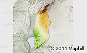 Physical Map of Golan, lighten, semi-desaturated