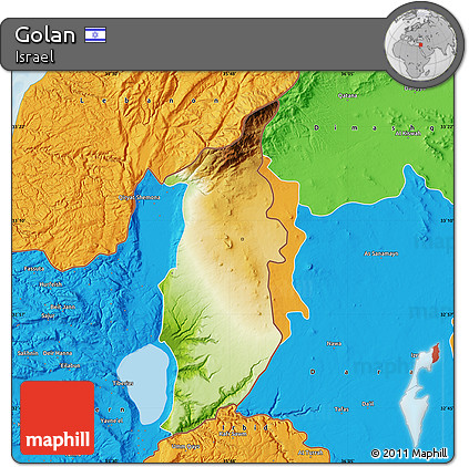 Physical Map of Golan, political outside