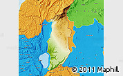 Physical Map of Golan, political outside