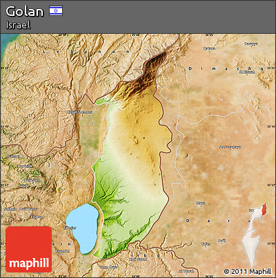 Physical Map of Golan, satellite outside