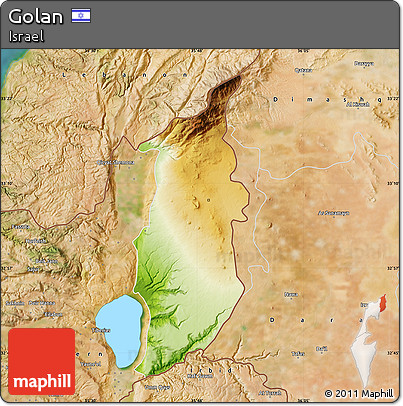 Physical Map of Golan, satellite outside