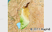 Physical Map of Golan, satellite outside