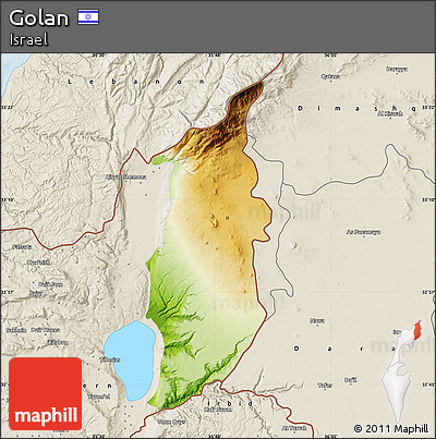 Physical Map of Golan, shaded relief outside