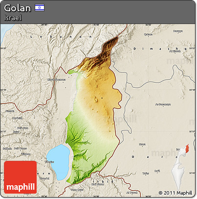 Physical Map of Golan, shaded relief outside