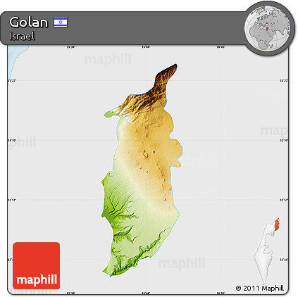 Physical Map of Golan, single color outside