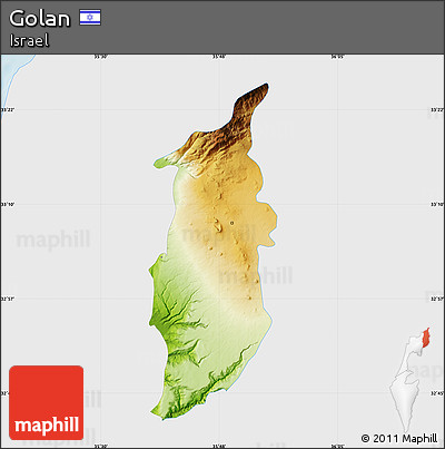 Physical Map of Golan, single color outside