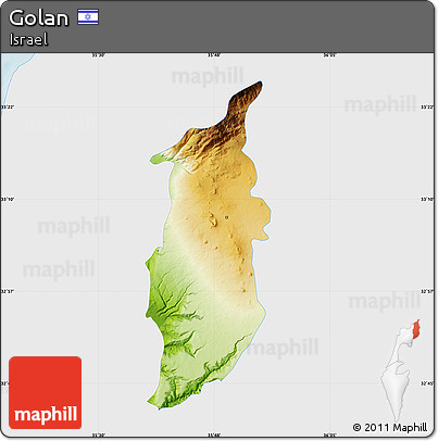 Physical Map of Golan, single color outside