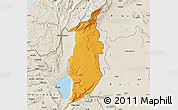 Political Map of Golan, shaded relief outside