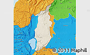 Shaded Relief Map of Golan, political outside