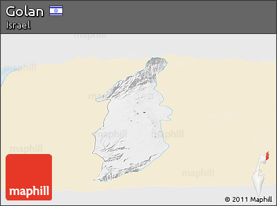 Classic Style Panoramic Map of Golan, single color outside