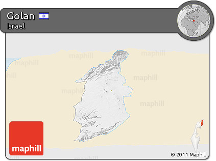 Classic Style Panoramic Map of Golan, single color outside