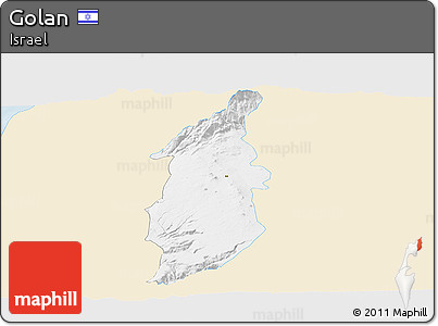 Classic Style Panoramic Map of Golan, single color outside