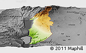 Physical Panoramic Map of Golan, darken, desaturated
