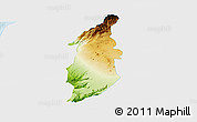 Physical Panoramic Map of Golan, single color outside