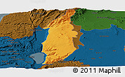 Political Panoramic Map of Golan, darken