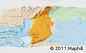 Political Panoramic Map of Golan, lighten