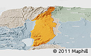 Political Panoramic Map of Golan, lighten, semi-desaturated