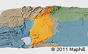 Political Panoramic Map of Golan, semi-desaturated