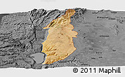 Satellite Panoramic Map of Golan, darken, desaturated