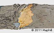 Satellite Panoramic Map of Golan, darken, semi-desaturated
