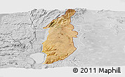 Satellite Panoramic Map of Golan, lighten, desaturated