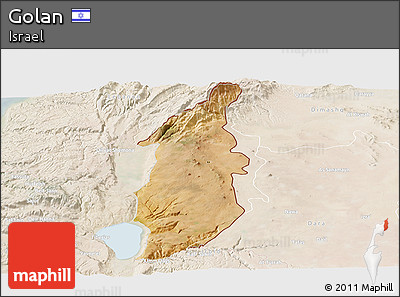 Satellite Panoramic Map of Golan, lighten