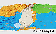 Shaded Relief Panoramic Map of Golan, political outside