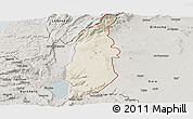 Shaded Relief Panoramic Map of Golan, semi-desaturated