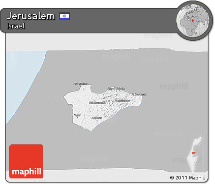 Gray 3D Map of Jerusalem, single color outside