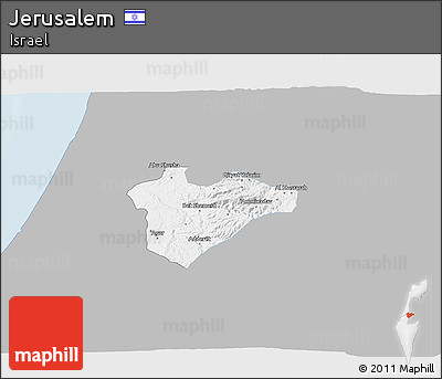 Gray 3D Map of Jerusalem, single color outside