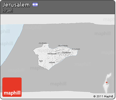 Gray 3D Map of Jerusalem, single color outside