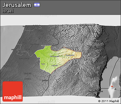 Physical 3D Map of Jerusalem, darken, desaturated