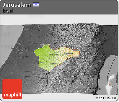 Physical 3D Map of Jerusalem, darken, desaturated