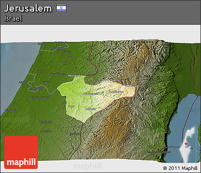 Physical 3D Map of Jerusalem, darken