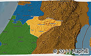 Political 3D Map of Jerusalem, darken