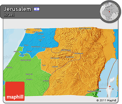 Political 3D Map of Jerusalem