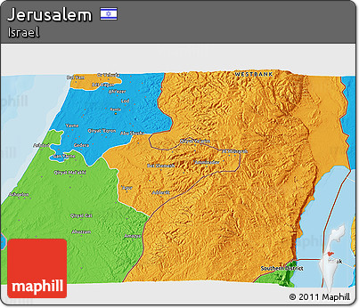 Political 3D Map of Jerusalem