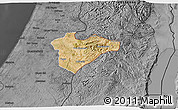 Satellite 3D Map of Jerusalem, darken, desaturated