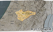 Satellite 3D Map of Jerusalem, darken, semi-desaturated