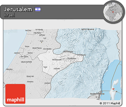 Silver Style 3D Map of Jerusalem