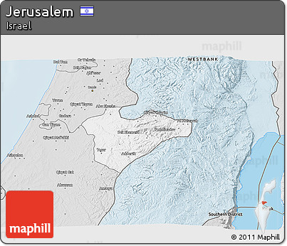 Silver Style 3D Map of Jerusalem