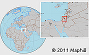 Gray Location Map of Jerusalem, within the entire country