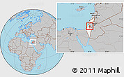 Gray Location Map of Jerusalem, highlighted country, within the entire country