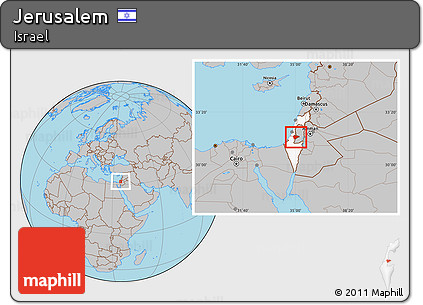 Gray Location Map of Jerusalem, highlighted country